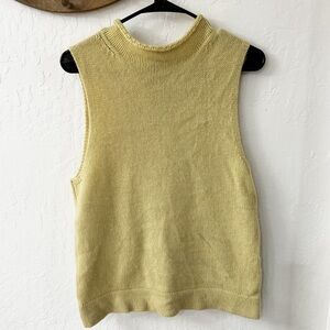 McDuff Cashmere Sweater Vest Spring Green Yellow High Neck L